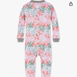 Burt’s Bees Baby Girl Flower Print Zip-Front Footie Pajamas Organic Cotton 12 Mo